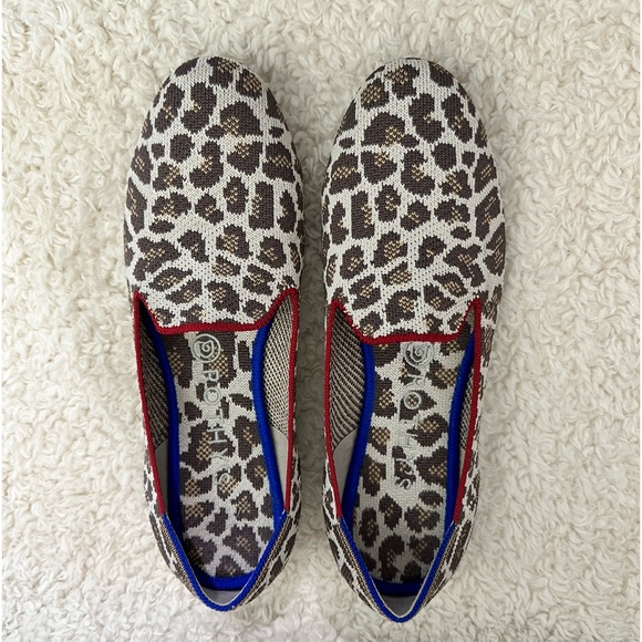 Rothy's Shoes The Loafer Womens 9 Tan Brown Leopard Flats Slip On Animal Round - Picture 4 of 14